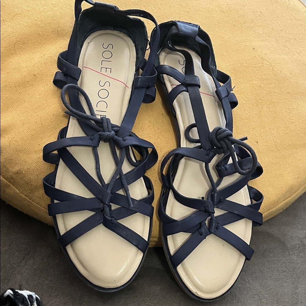Sole Society Navy Strappy Sandals